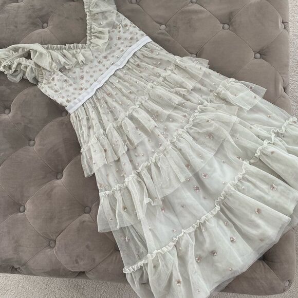 NEEDLE & THREAD
Sunburst Tiered Dress In Bleached Blue - Picture 8 of 11